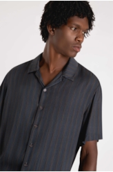 Camisa Visco Colden Stripes American Dark Brown