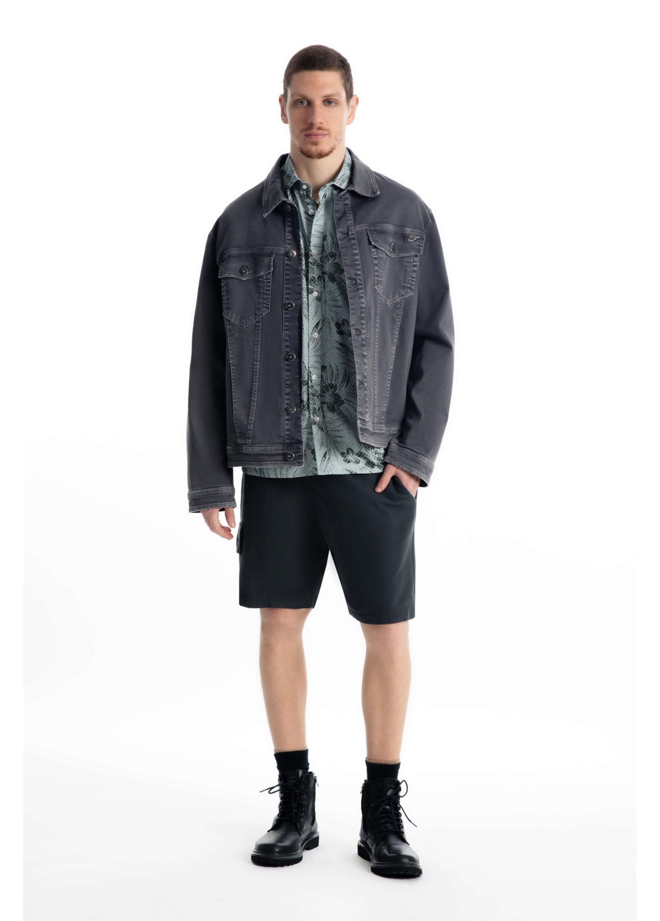 Camisa Visco Garden Surf New Italian Mc Cinza
