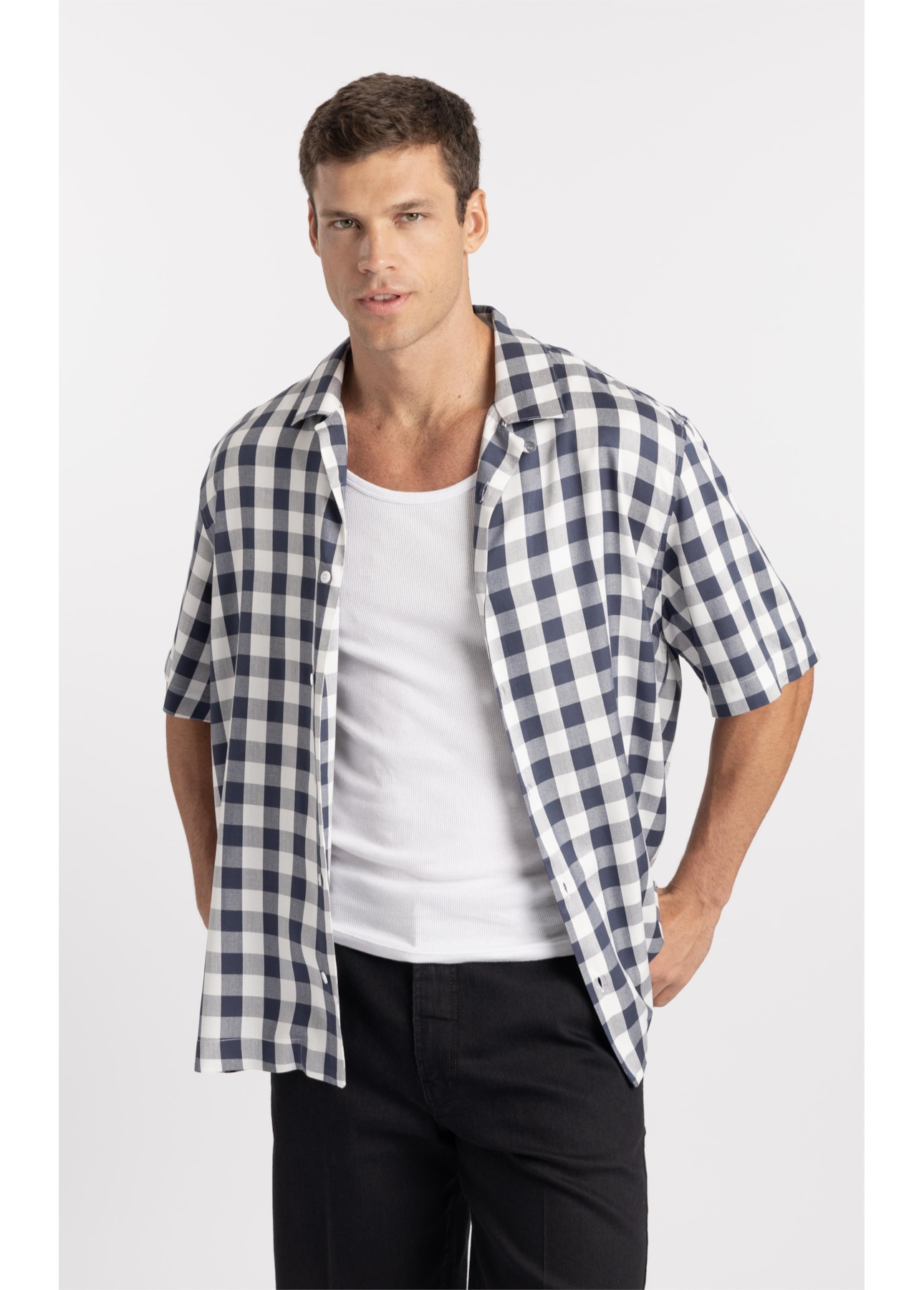 Camisa Visco Irving Vintage Hawai Dark Navy