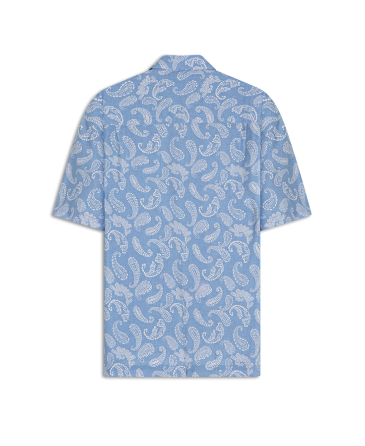 Camisa Visco Nylon Loose Paisley Azul