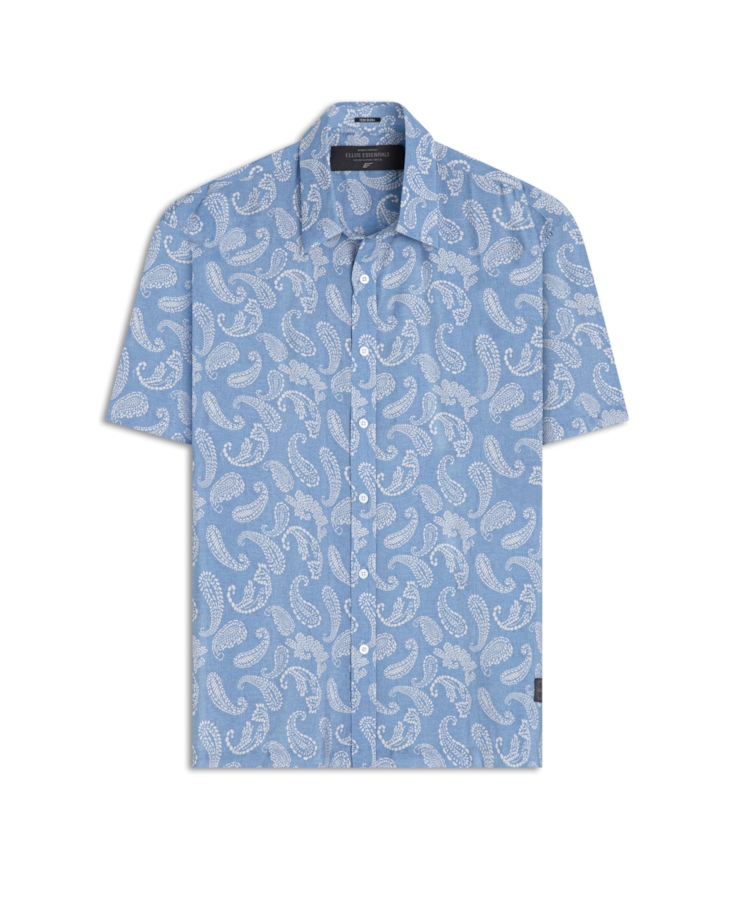 Camisa Visco Nylon Loose Paisley Azul