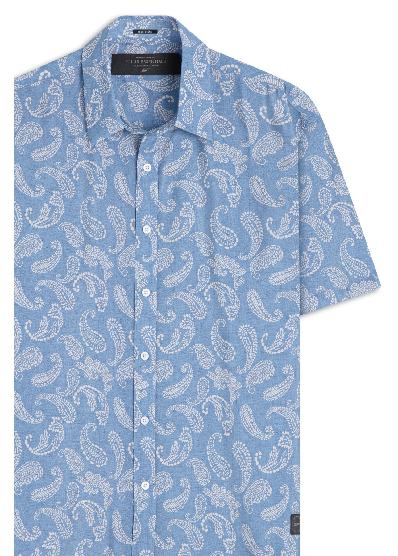 Camisa Visco Nylon Loose Paisley Azul