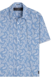 Camisa Visco Nylon Loose Paisley Azul