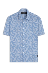 Camisa Visco Nylon Loose Paisley Azul