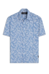 Camisa Visco Nylon Loose Paisley Azul