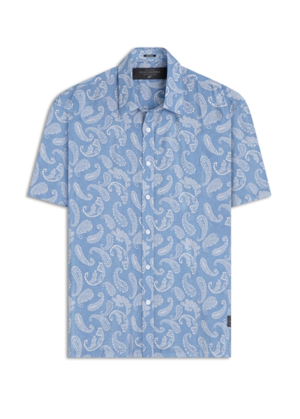 Camisa Visco Nylon Loose Paisley Azul