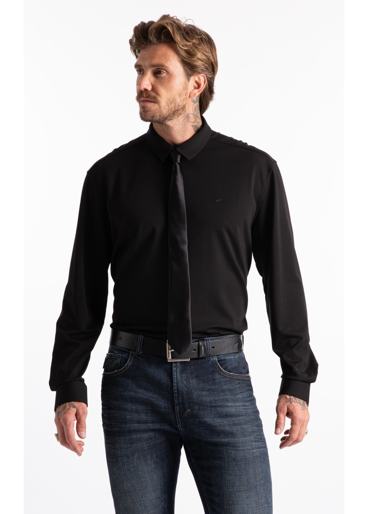 Camisa Visco Nylon Slim Xangai Preto