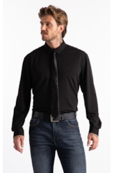Camisa Visco Nylon Slim Xangai Preto