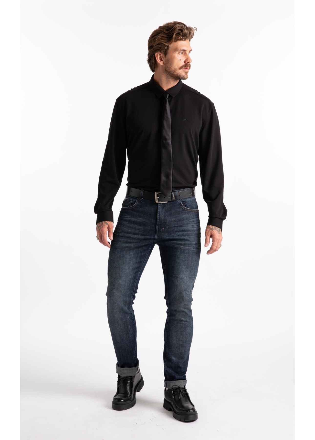 Camisa Visco Nylon Slim Xangai Preto