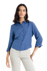 Camisa Visco Petit Mc Azul Jeans