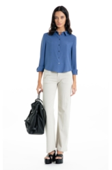 Camisa Visco Petit Mc Azul Jeans
