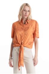Camisa Visco Petit Paisley Laranja