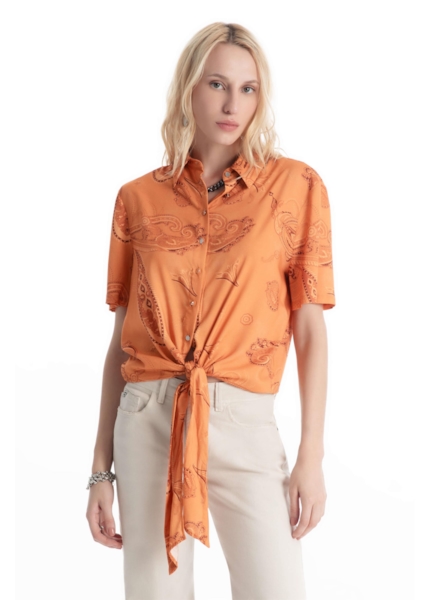 Camisa Visco Petit Paisley Laranja