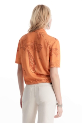 Camisa Visco Petit Paisley Laranja