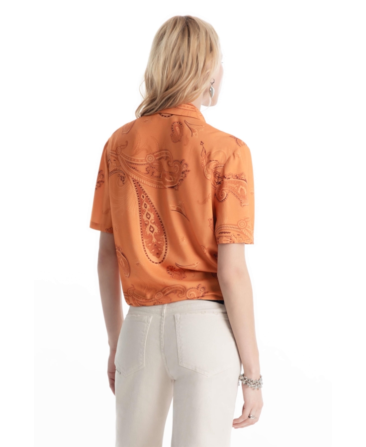 Camisa Visco Petit Paisley Laranja