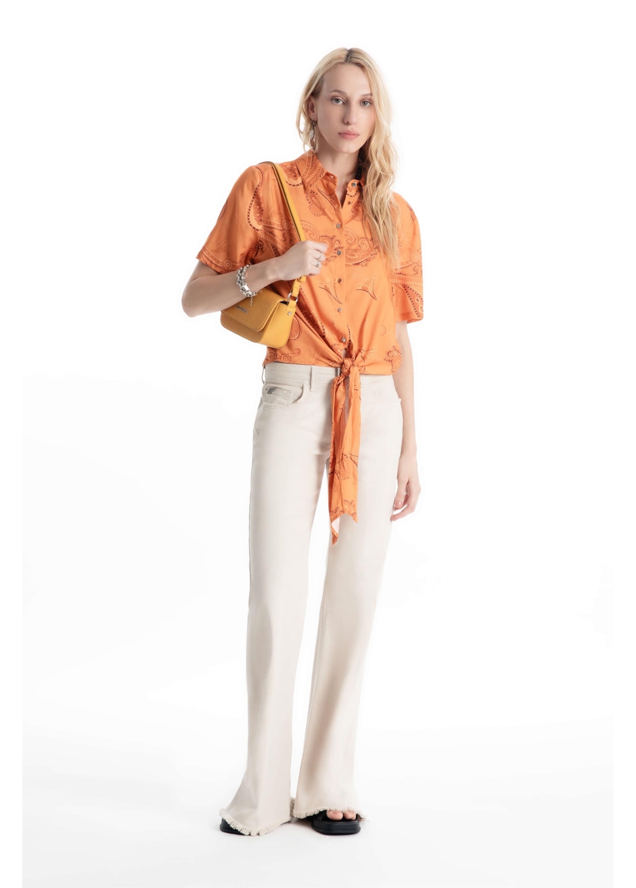 Camisa Visco Petit Paisley Laranja