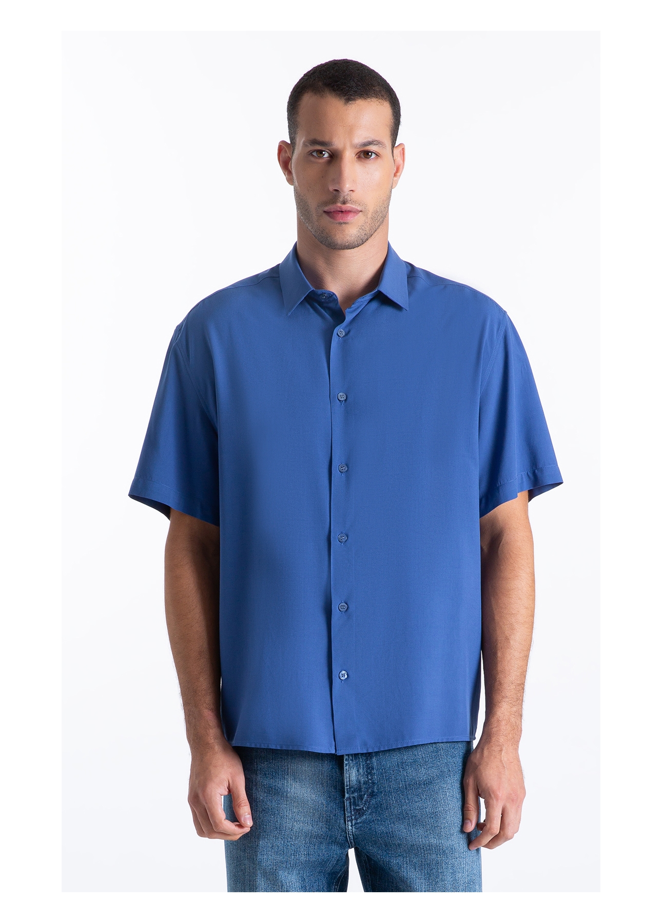 Camisa Visco Vintage Xangai Azul Jeans