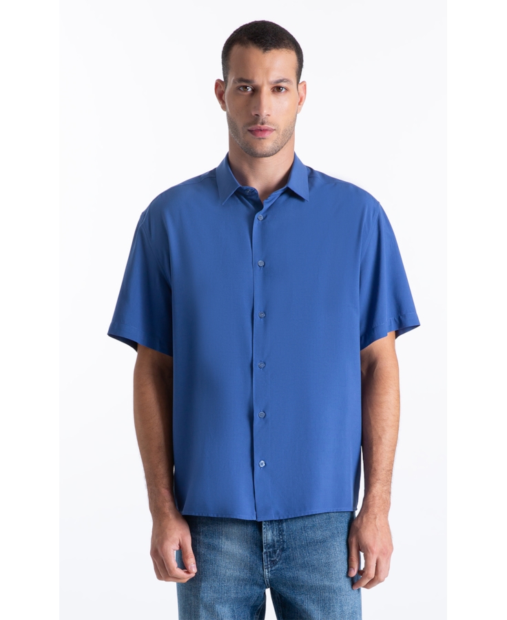 Camisa Visco Vintage Xangai Azul Jeans