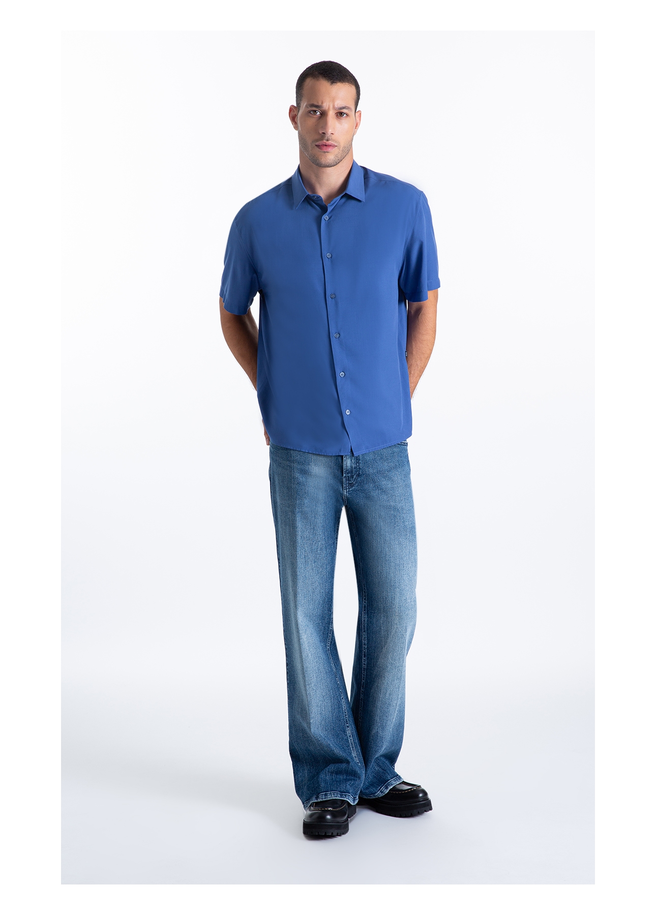 Camisa Visco Vintage Xangai Azul Jeans