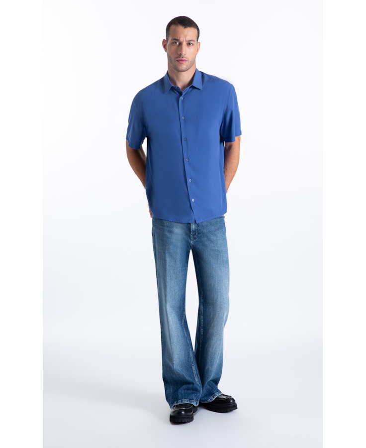 Camisa Visco Vintage Xangai Azul Jeans