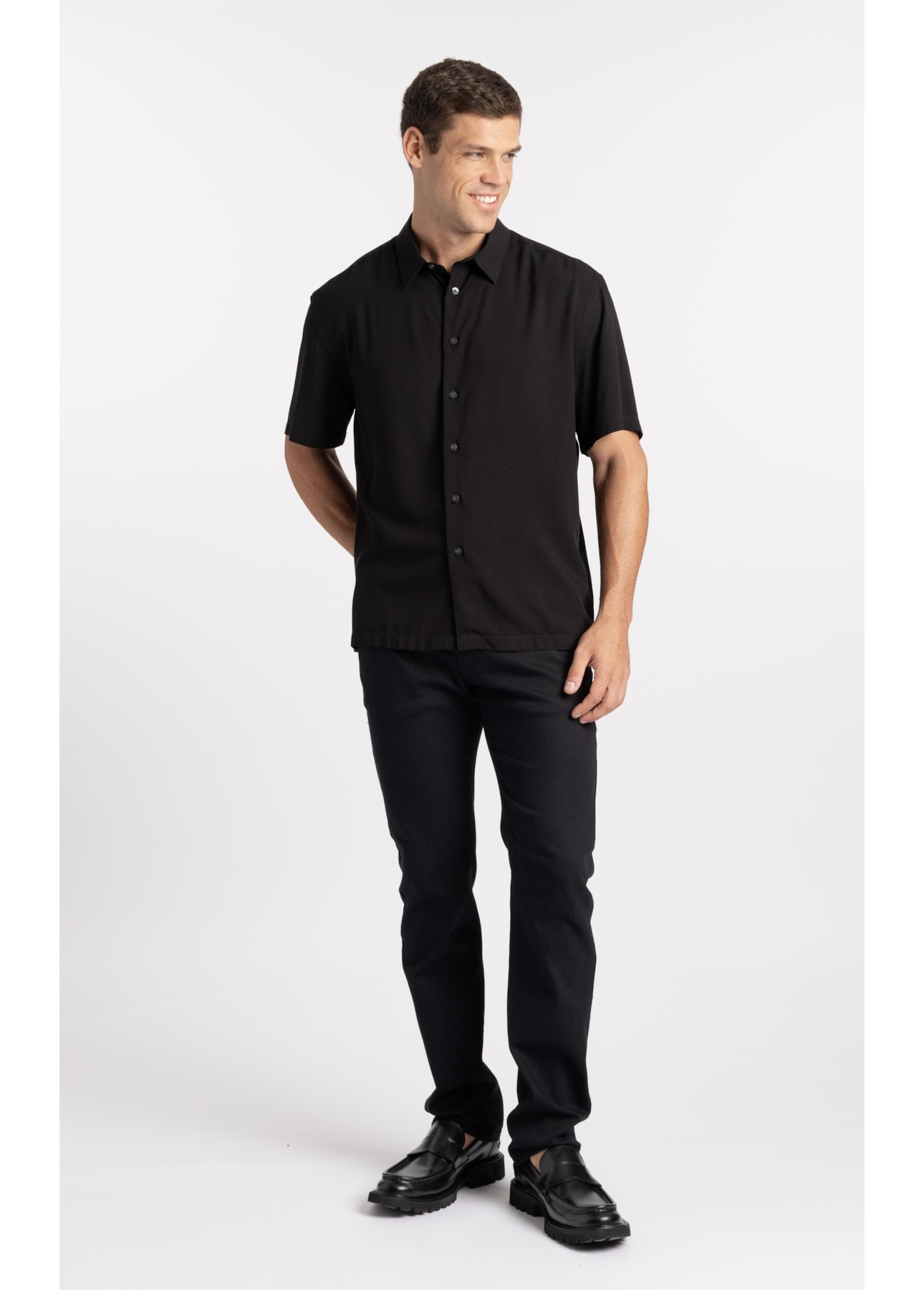 Camisa Visco Vintage Xangai Preto