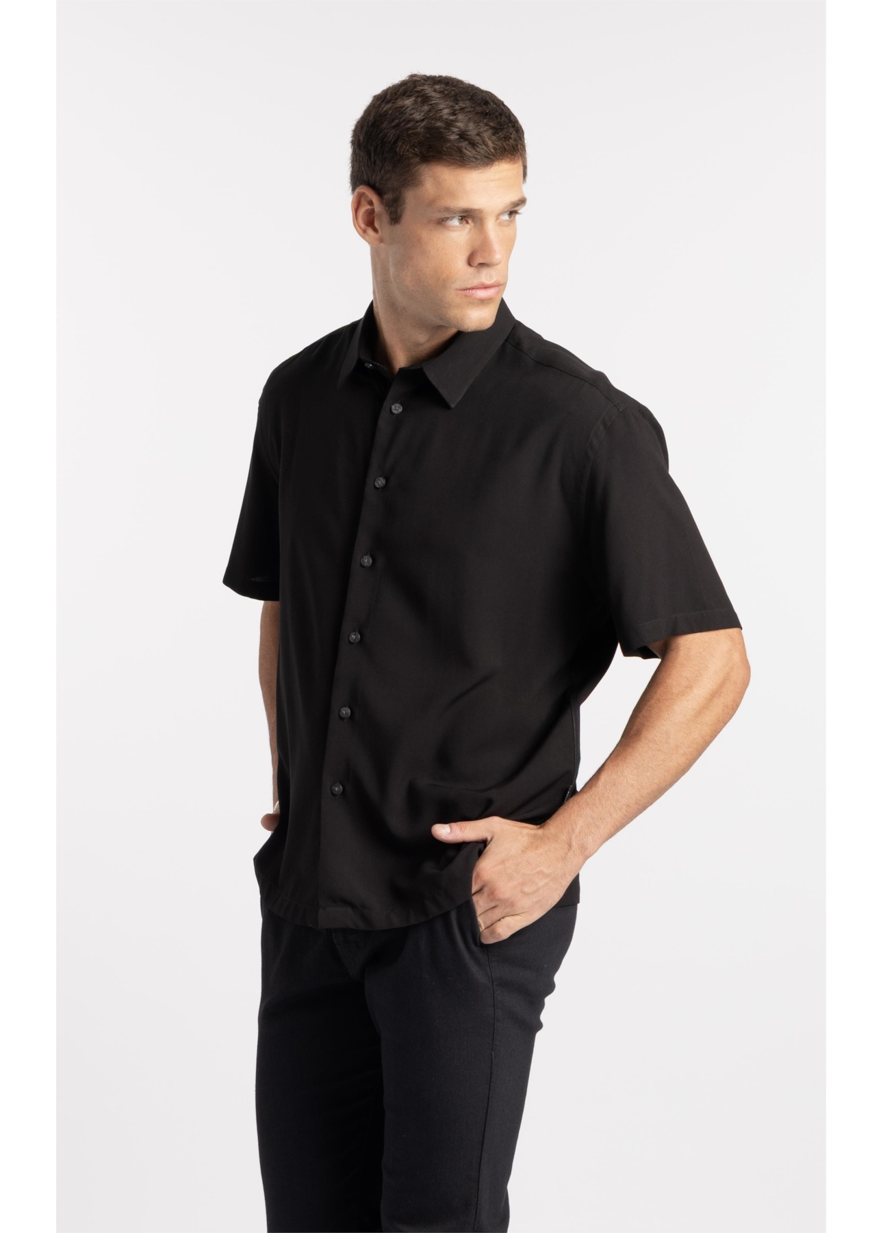 Camisa Visco Vintage Xangai Preto