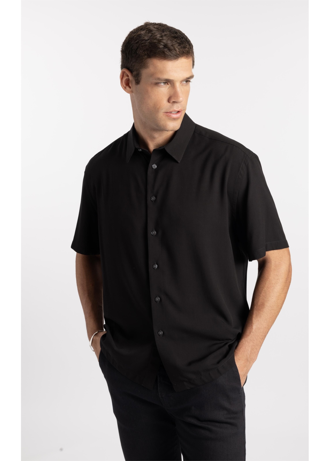 Camisa Visco Vintage Xangai Preto