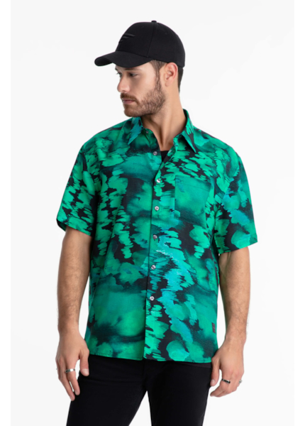 Camisa Visco Watercolor New Surf Anatomic Verde