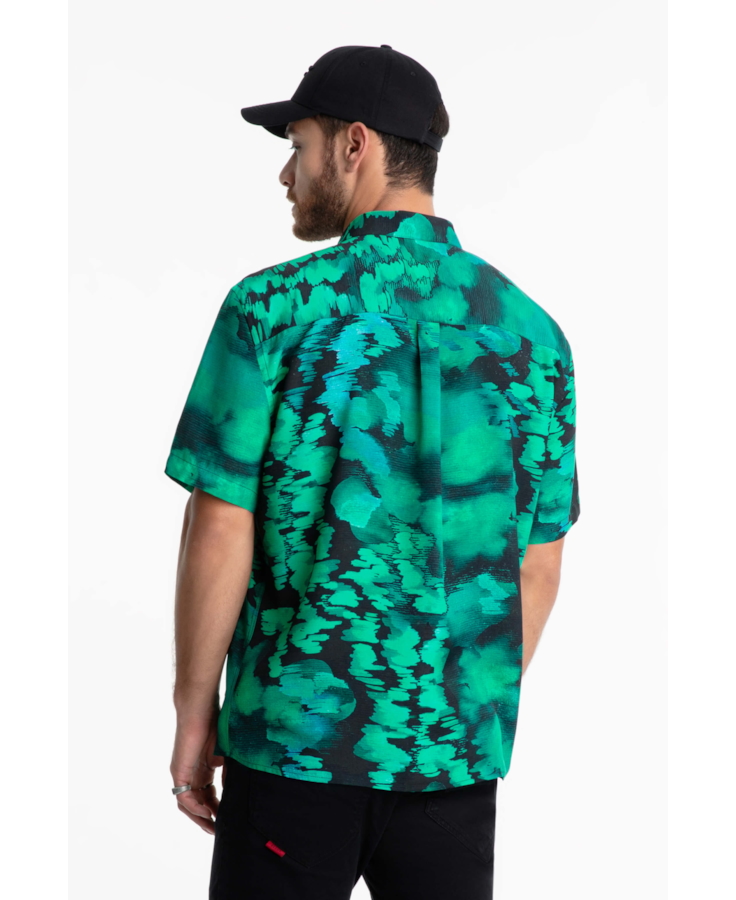 Camisa Visco Watercolor New Surf Anatomic Verde