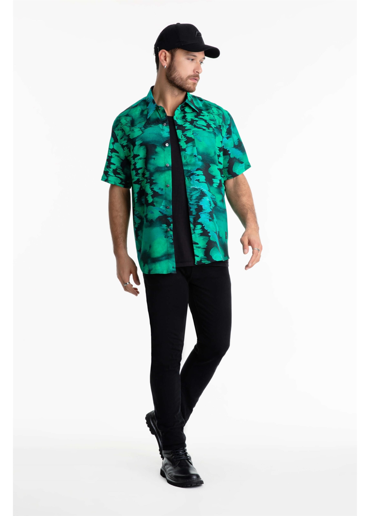 Camisa Visco Watercolor New Surf Anatomic Verde