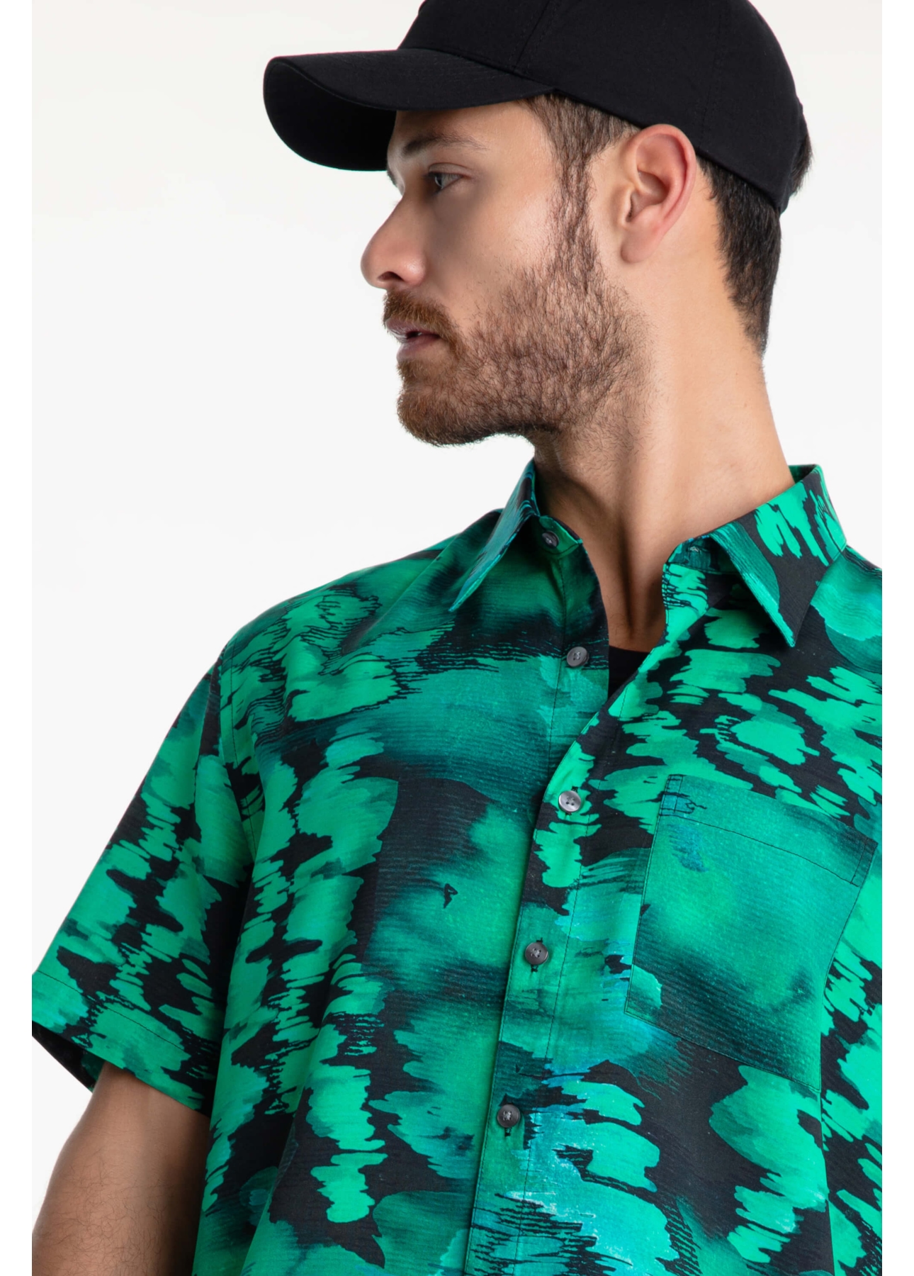 Camisa Visco Watercolor New Surf Anatomic Verde