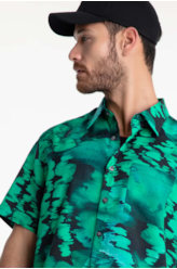 Camisa Visco Watercolor New Surf Anatomic Verde