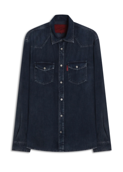 Camisa Viscose Denim Classic Western Lav. Pigmento Preto + Sky