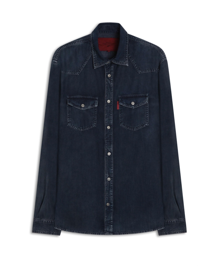 Camisa Viscose Denim Classic Western Lav. Pigmento Preto + Sky