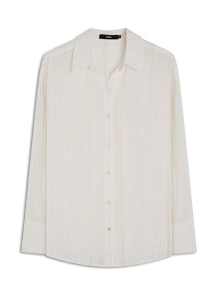 Camisa Voil Wrinckle Oversized Off White