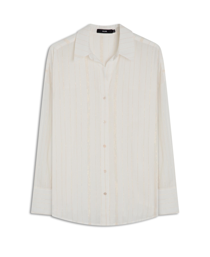 Camisa Voil Wrinckle Oversized Off White