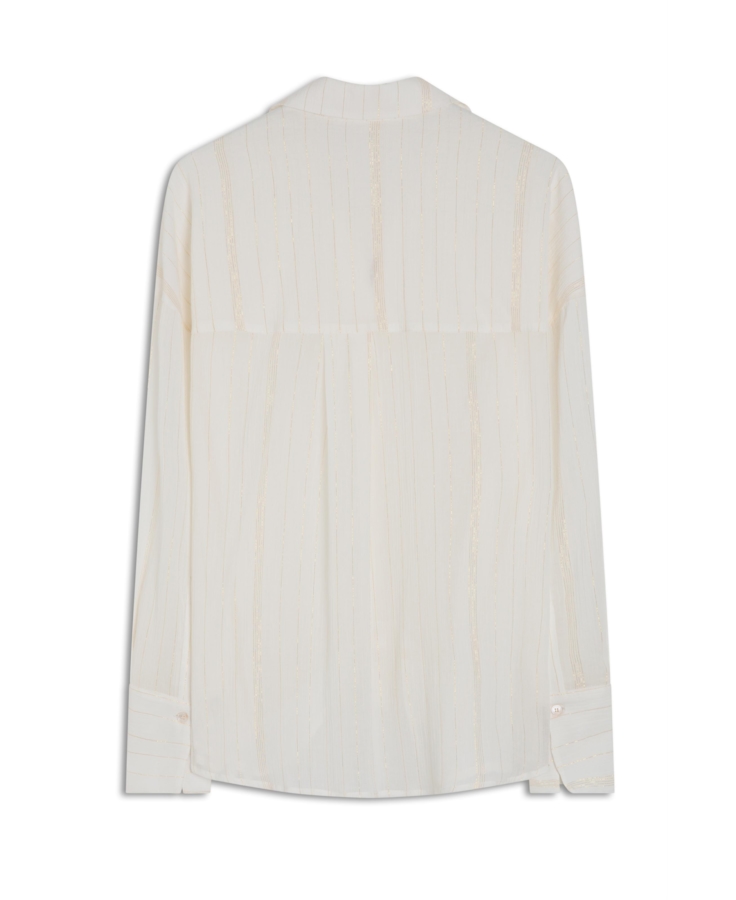Camisa Voil Wrinckle Oversized Off White
