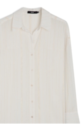 Camisa Voil Wrinckle Oversized Off White