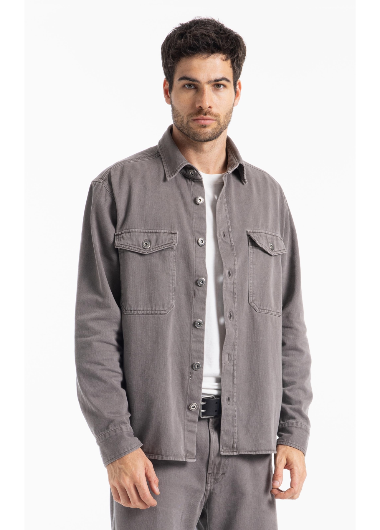 Camisa White Denim  Cargo Castor