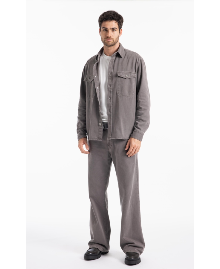 Camisa White Denim  Cargo Castor