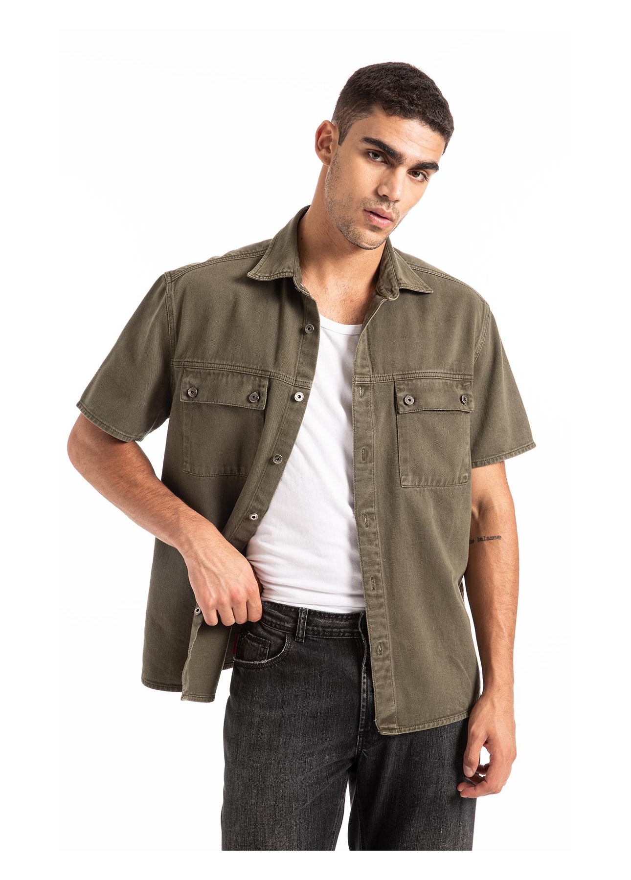 Camisa White Denim  Cargo Verde Escuro