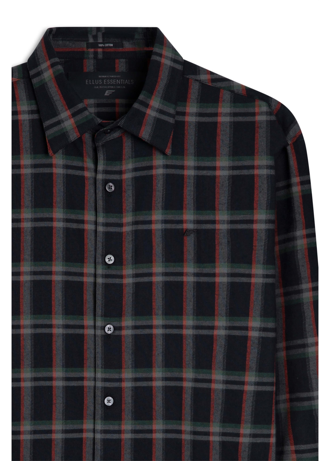 Camisa Wool Touch Atlant Plaid Dark Brown