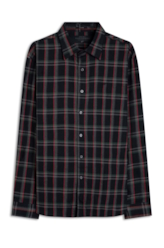 Camisa Wool Touch Atlant Plaid Dark Brown