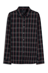 Camisa Wool Touch Atlant Plaid Dark Brown