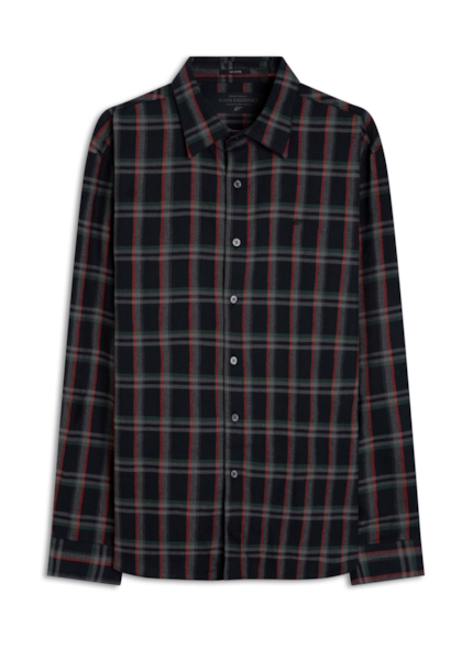 Camisa Wool Touch Atlant Plaid Dark Brown