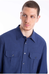 Camisa Wool Touch Chevron Over Dark Navy