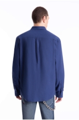 Camisa Wool Touch Chevron Over Dark Navy