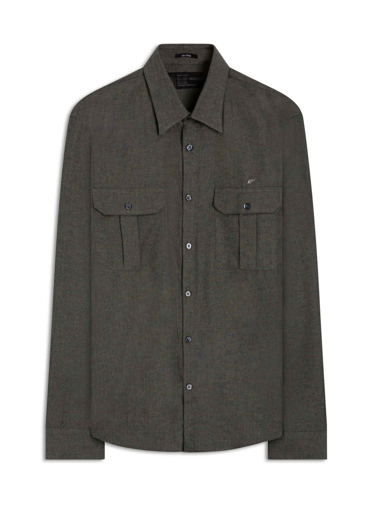 Camisa Wool Touch Chevron Over Tabaco