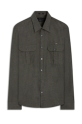 Camisa Wool Touch Chevron Over Tabaco