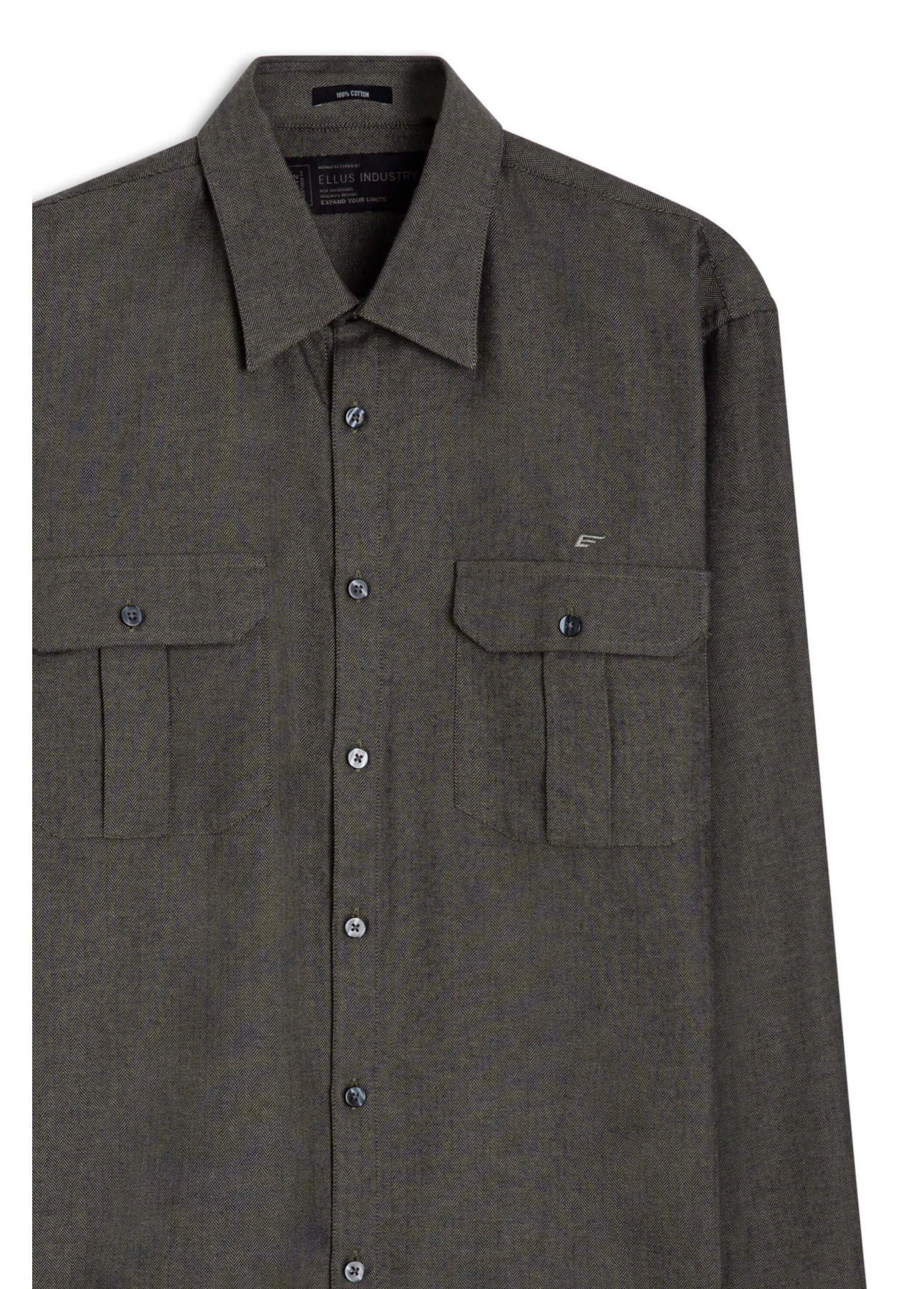 Camisa Wool Touch Chevron Over Tabaco